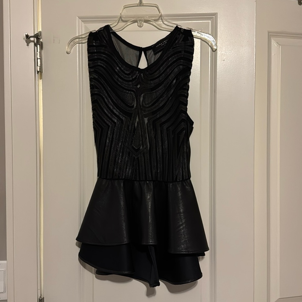 Akira Faux Leather Mesh Pepleum top